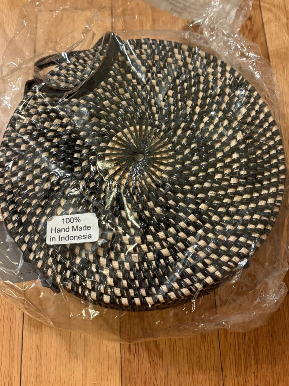 Village Thrive Round Rattan Purse in Black - Picture 3 of 3